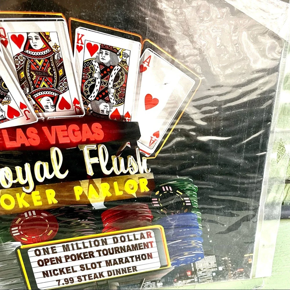 NEW Las Vegas Royal Flush Poker Parlor Metal Sign